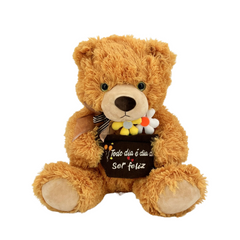 Urso com Pote de Flores - 32cm