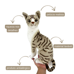 Gato Realista Cinza - 35cm