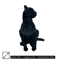 Gato Realista Preto - 35cm