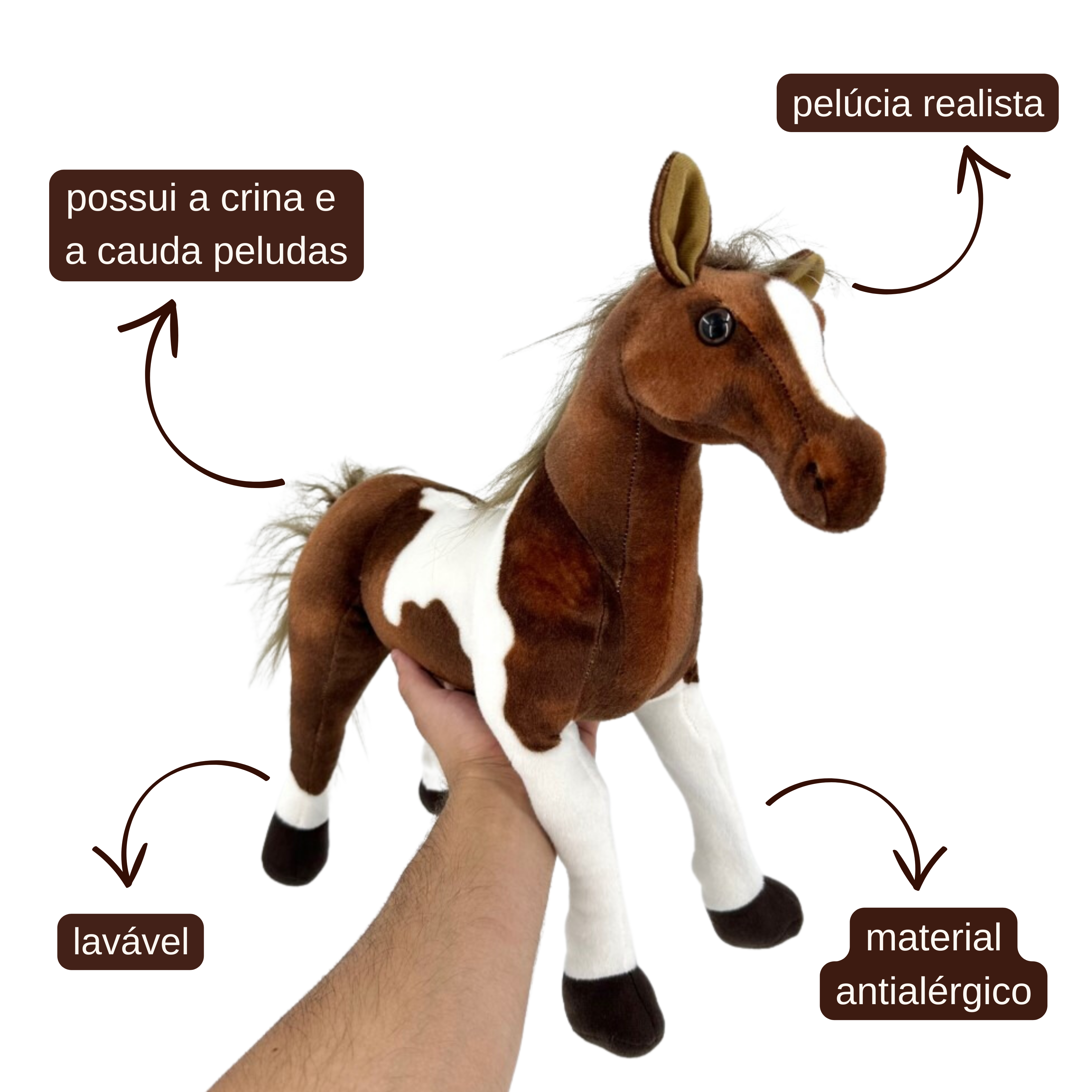 Vector Cavalo Realista Brinquedo Com Cauda Preta E Cabeça De Crina